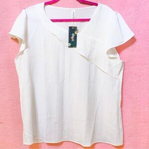 BMJL White Top Shortsleeve Ruffle Flowy Lightweight XL Extra Large